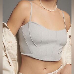 By Anthropologie Women’s Knit Corset Crop Top in Grey Size Medium
